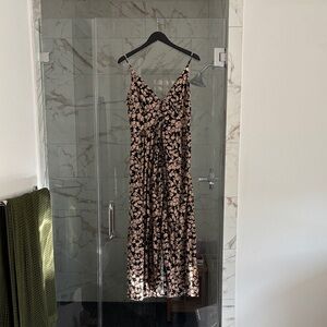 Abercrombie & Fitch Black and Pink Floral Maxi Dress